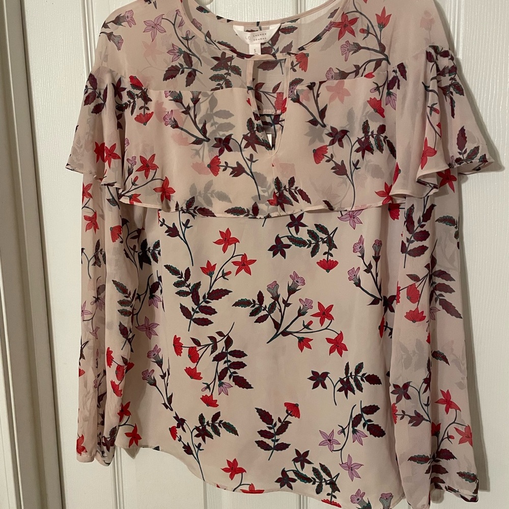 Lauren Conrad Sheer Floral Shirt Size S, NWT